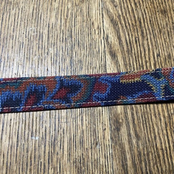 The Leather Shop Belt Vintage Blue Woven Abstract Pattern Skinny - Picture 4 of 8